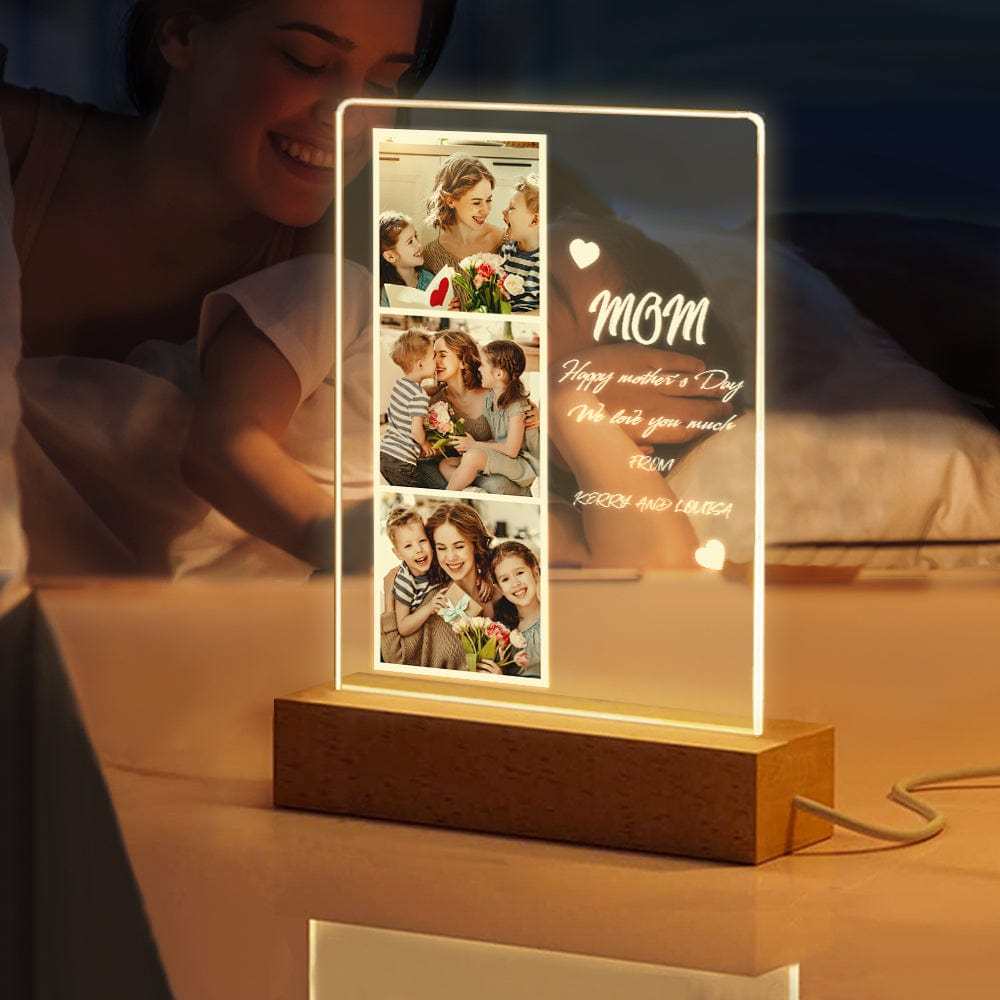 Personalized Photo Night Light for Mom – Custom Picture & Name LED Lamp, Emotional Mother’s Day Gift, Bedroom Decor Light