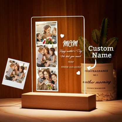 Personalized Photo Night Light for Mom – Custom Picture & Name LED Lamp, Emotional Mother’s Day Gift, Bedroom Decor Light