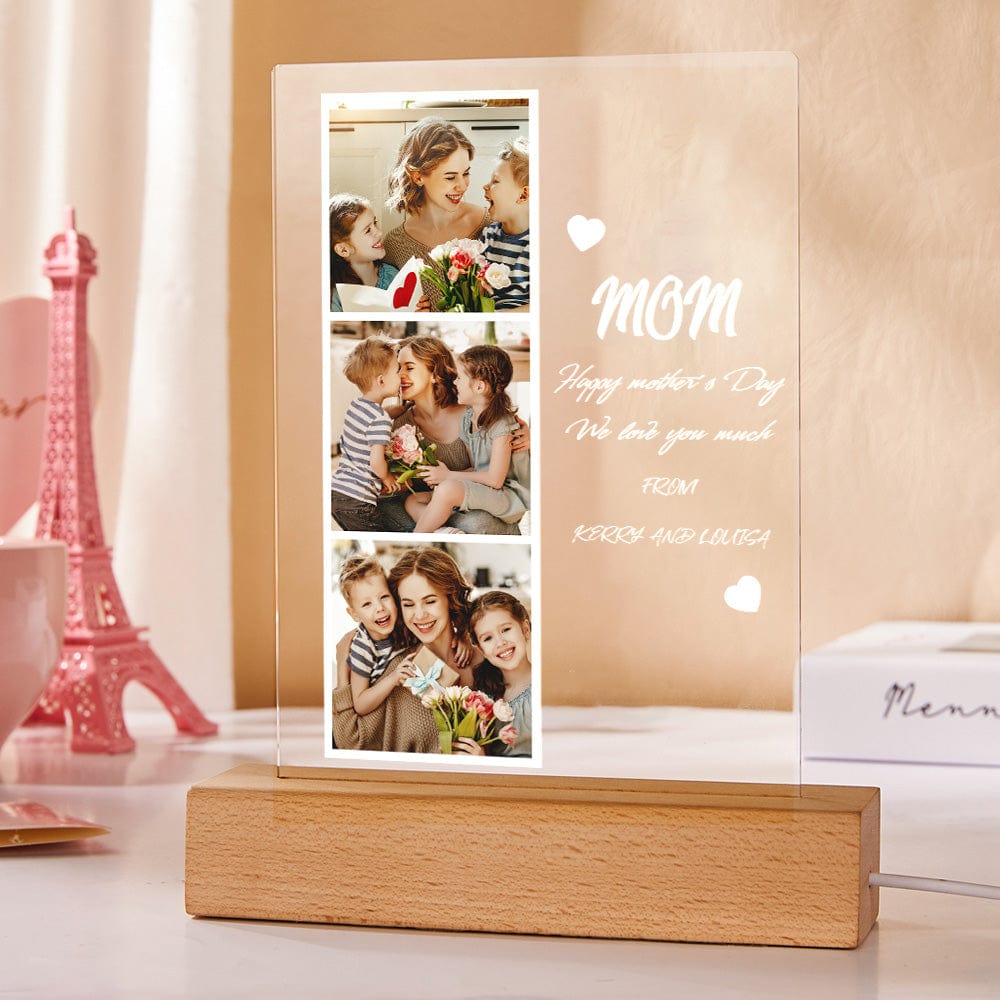 Personalized Photo Night Light for Mom – Custom Picture & Name LED Lamp, Emotional Mother’s Day Gift, Bedroom Decor Light