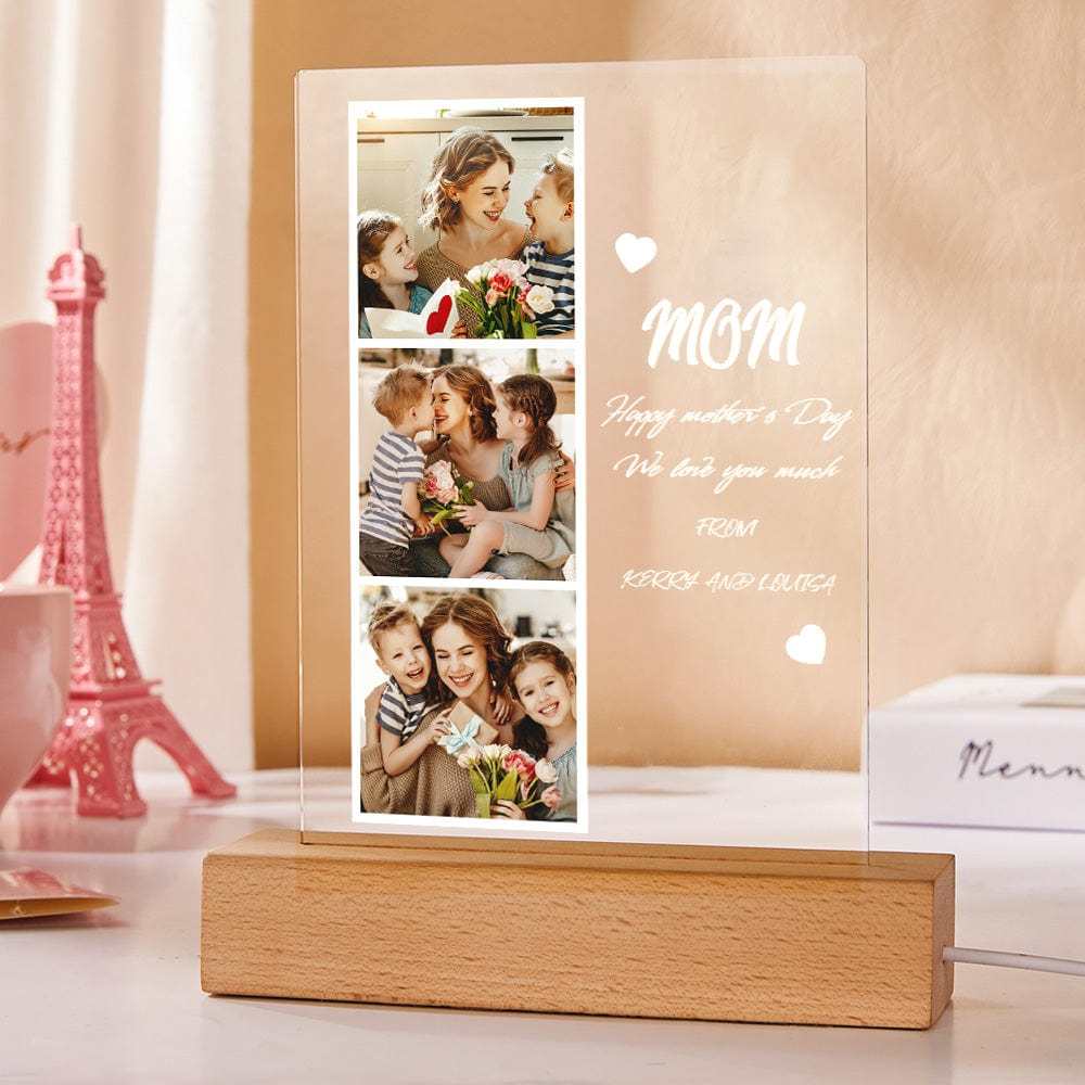 Personalized Photo Night Light for Mom – Custom Picture & Name LED Lamp, Emotional Mother’s Day Gift, Bedroom Decor Light