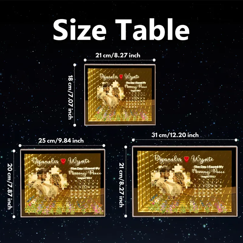 The Day I Found My Missing Piece Light Customize Photo and Calendar Custom Name Personalized Gift For Couple