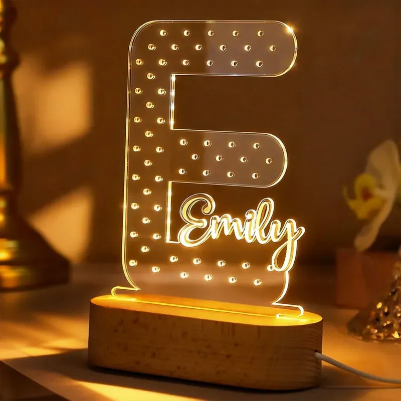 Personalized Name Earring Holder Night Light – Custom Acrylic Jewelry Organizer Display Stand, LED Lamp Gift for Mom, Birthday or Mother’s Day