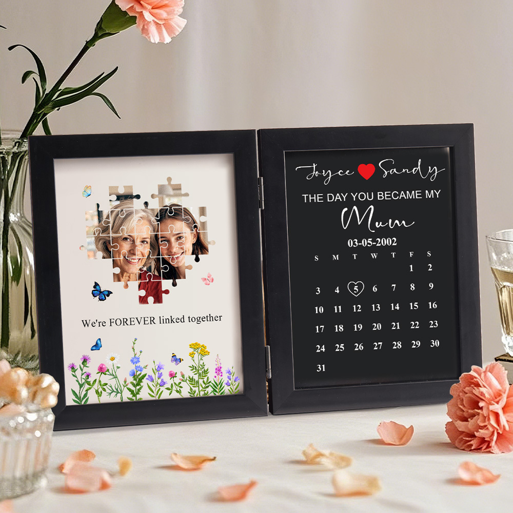 Personalized “The Day You Became My Mom” Photo Puzzle Frame – Custom Mother’s Day Gift, Emotional Keepsake Picture Frame