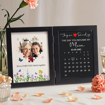 Personalized “The Day You Became My Mom” Photo Puzzle Frame – Custom Mother’s Day Gift, Emotional Keepsake Picture Frame