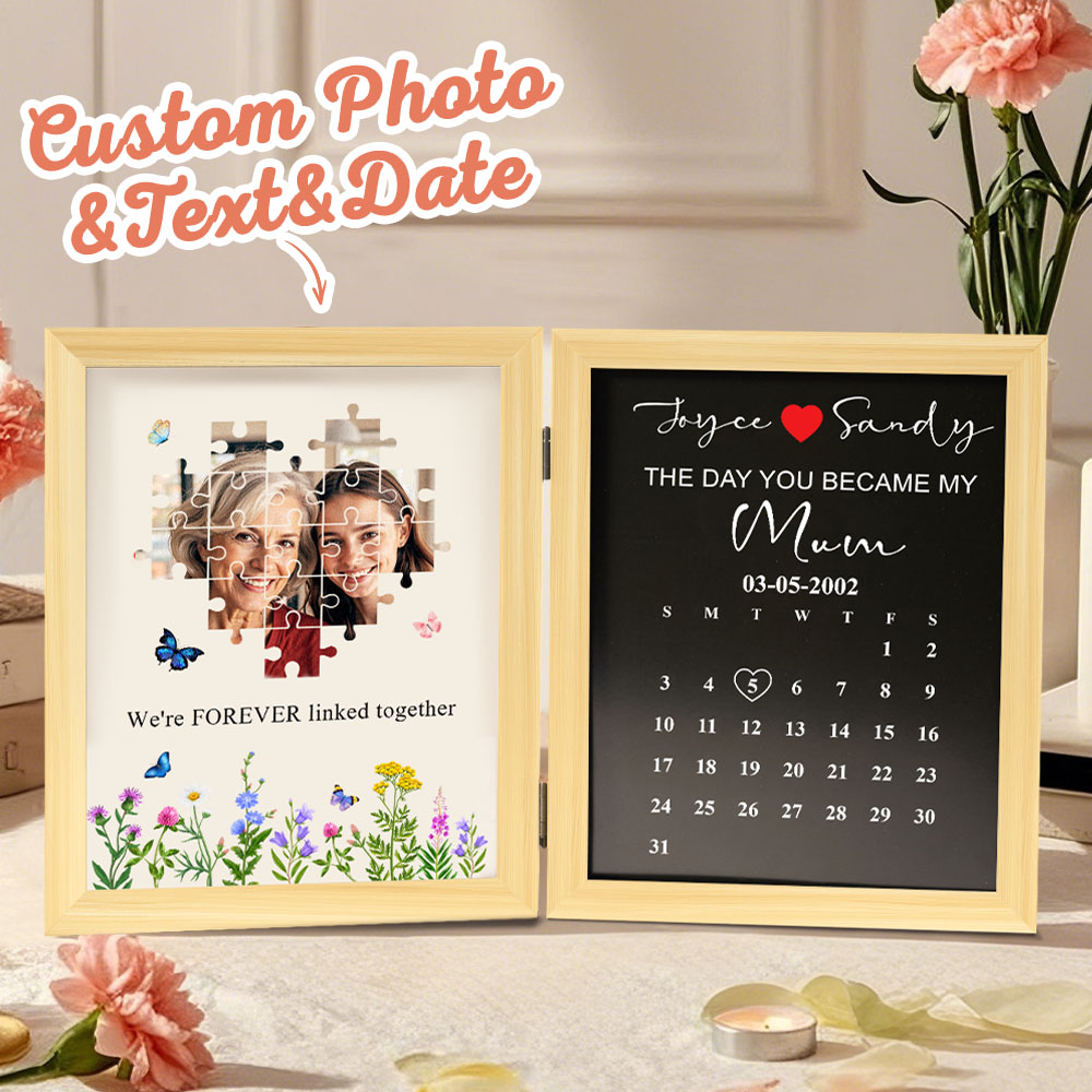 Personalized “The Day You Became My Mom” Photo Puzzle Frame – Custom Mother’s Day Gift, Emotional Keepsake Picture Frame