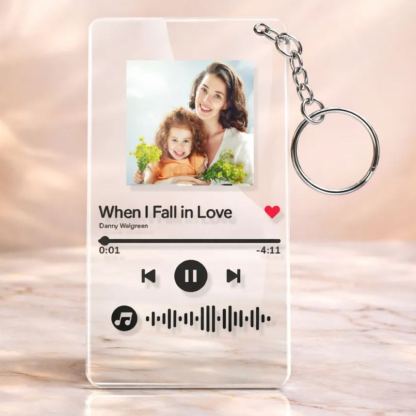 Personalized Photo Acrylic Photo Key ring Custom Keyrings with Scannable Music Music Code Keychain  (2.1IN X 3.4IN)-Mom