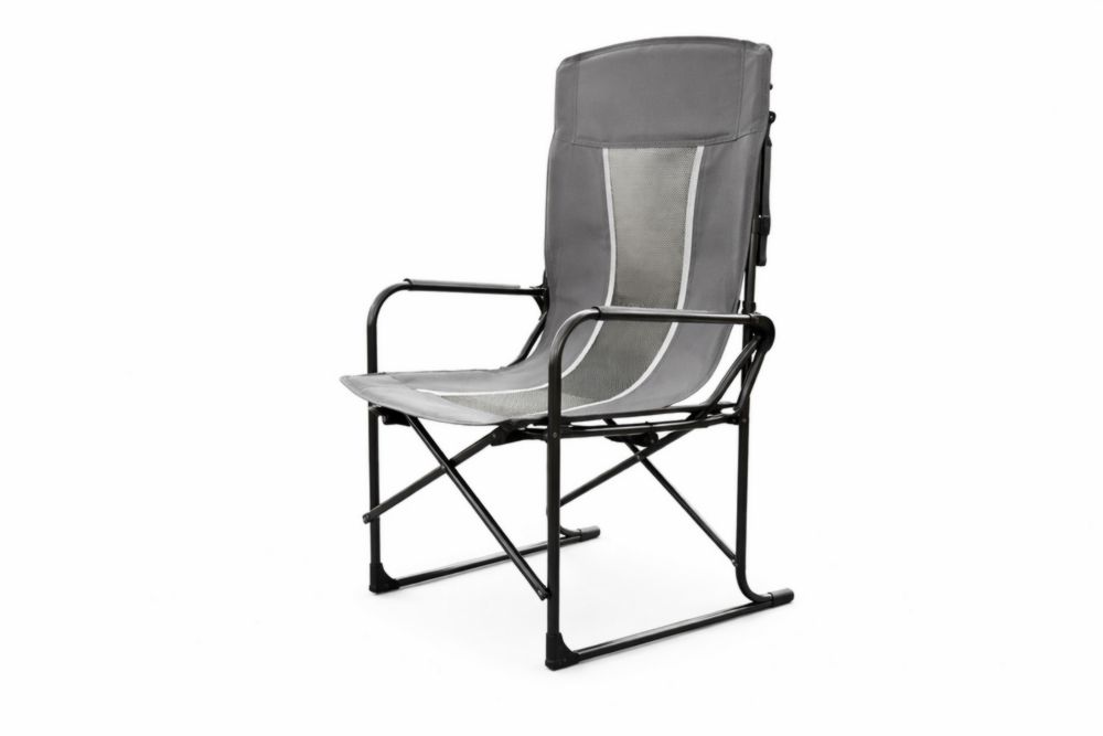 Chaise pliante en acier et polyester gris