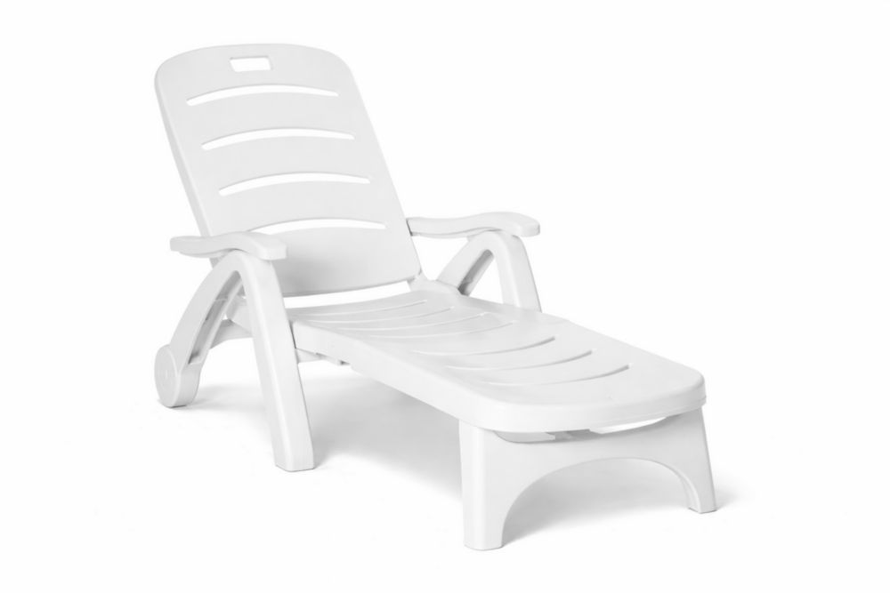 Chaise Longue Extérieur Polypropylène Blanc