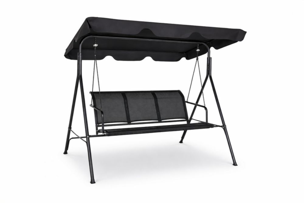 Balancelle de jardin en acier avec auvent Noir
