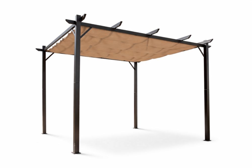 Tonnelle en acier avec toit en toile polyester