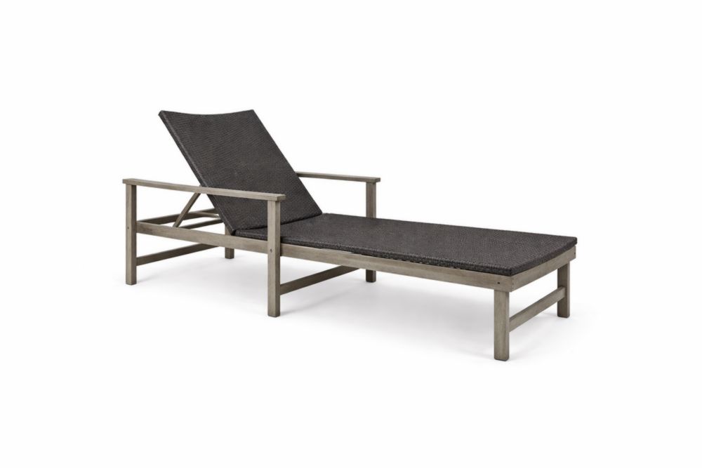 Chaise Longue en bois massif  et Textilène Noir