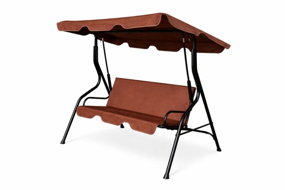 Balancelle de jardin 3 places acier Brun