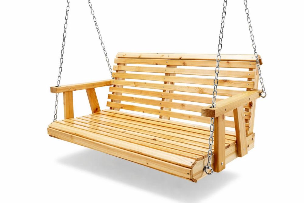 Balancelle en bois massif  de pin avec chaînes en acier