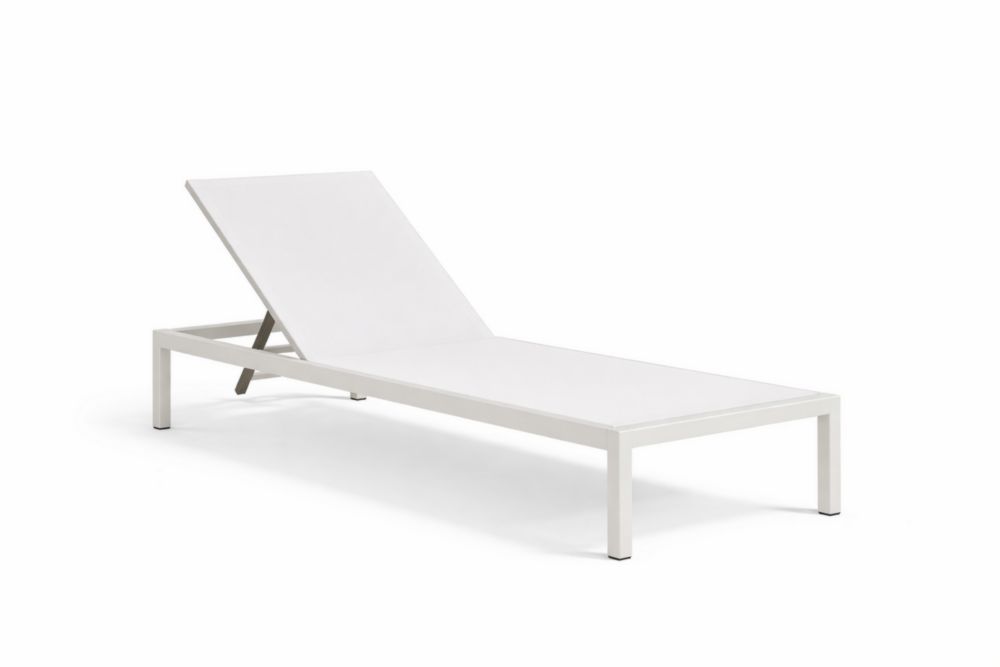 Chaise Longue Extérieure Réglable en Aluminium Blanc