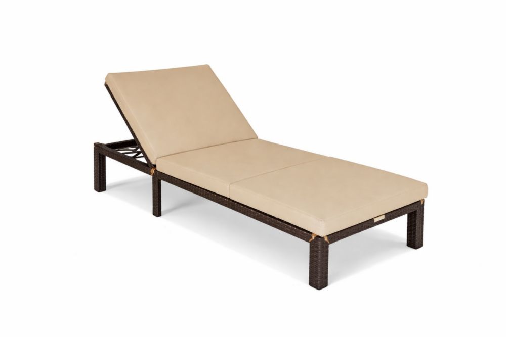 Chaise Longue Réglable en Résine Tressée Beige