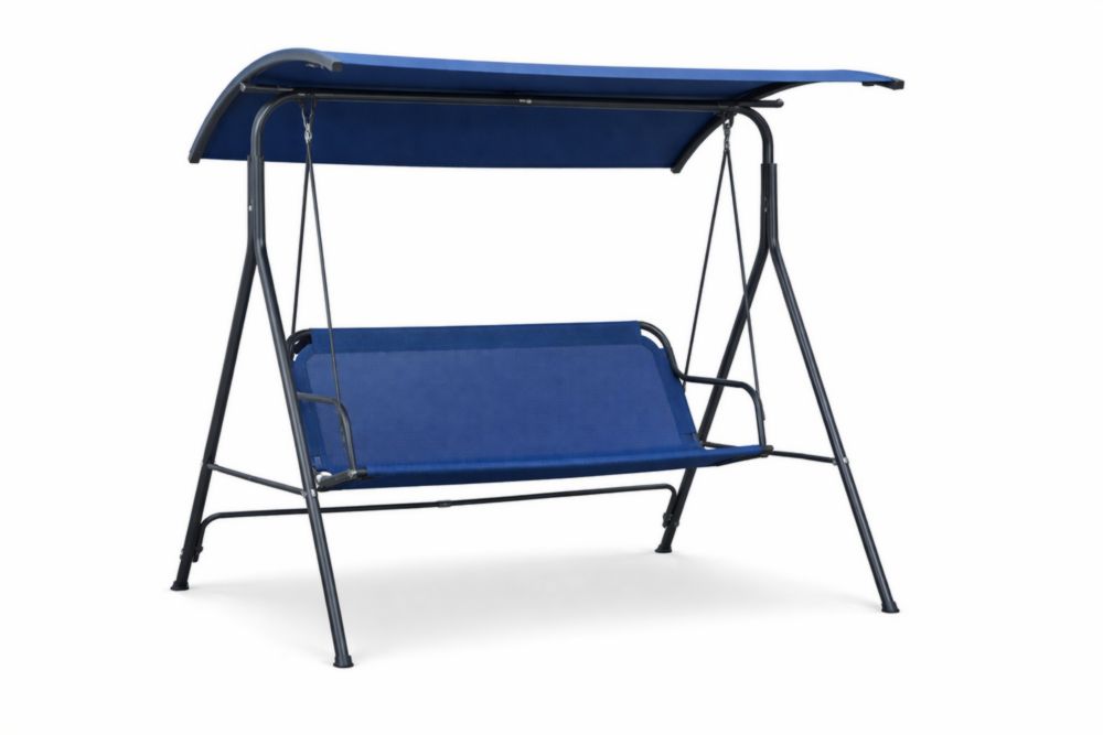 Balancelle de Jardin en Acier inoxydable avec Siège en Polyester Bleu