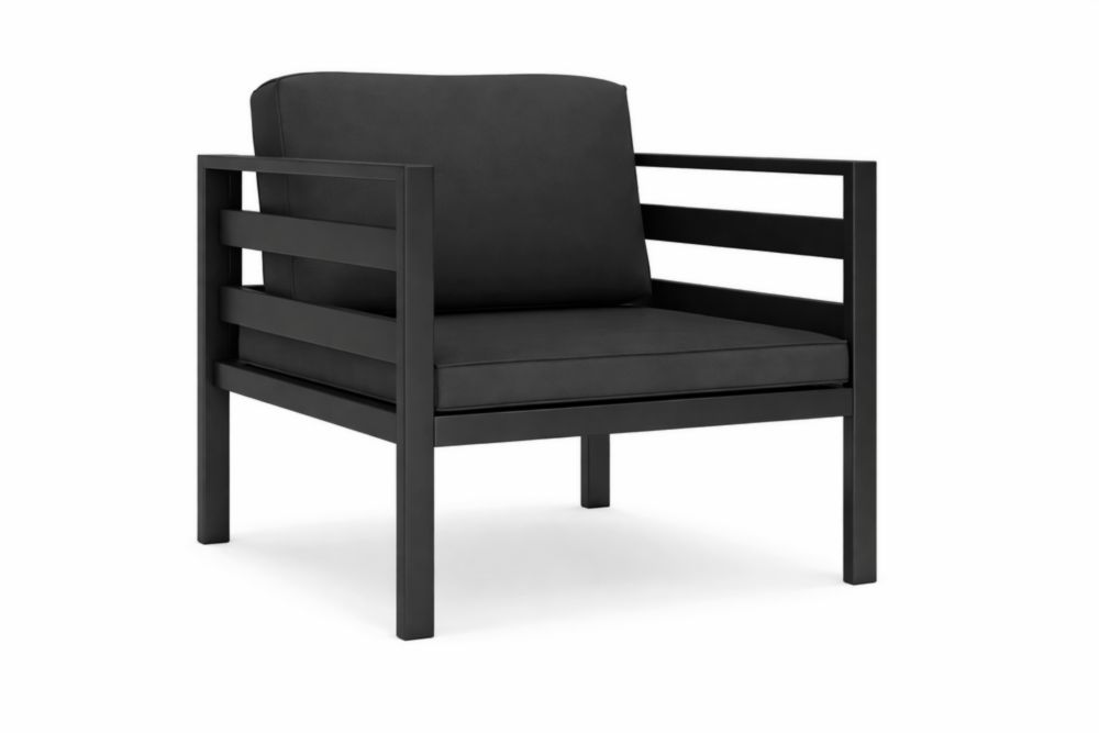Fauteuil en Acier inoxydable noir avec coussins
