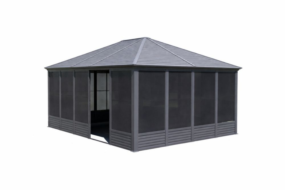 Pavillon de jardin en aluminium gris