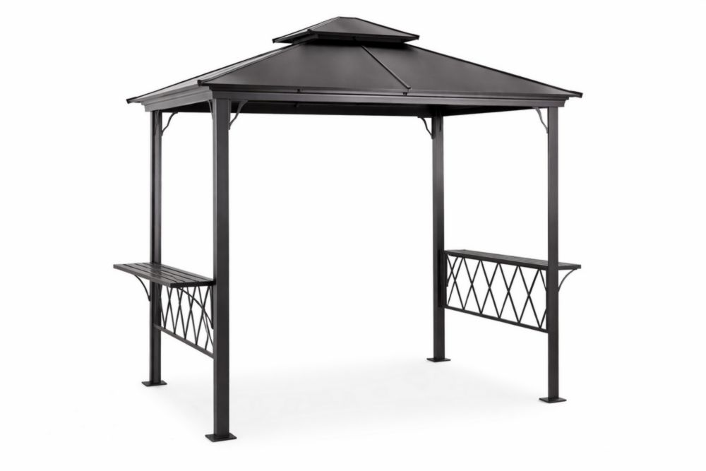 Tonnelle en Acier inoxydable noir avec étagères latérales