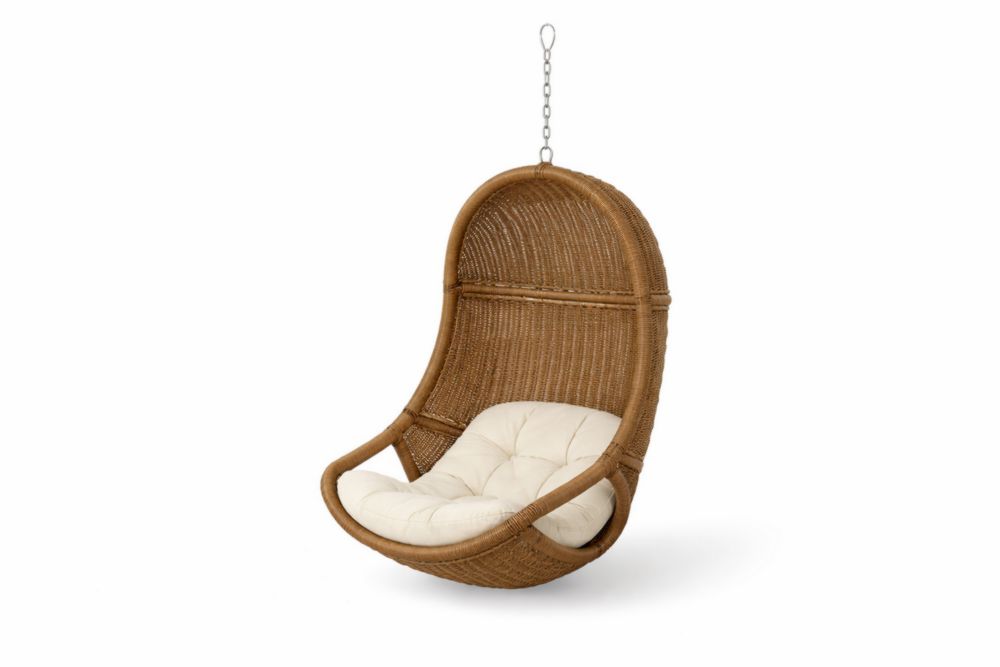 Fauteuil suspendu en rotin avec coussin amovible