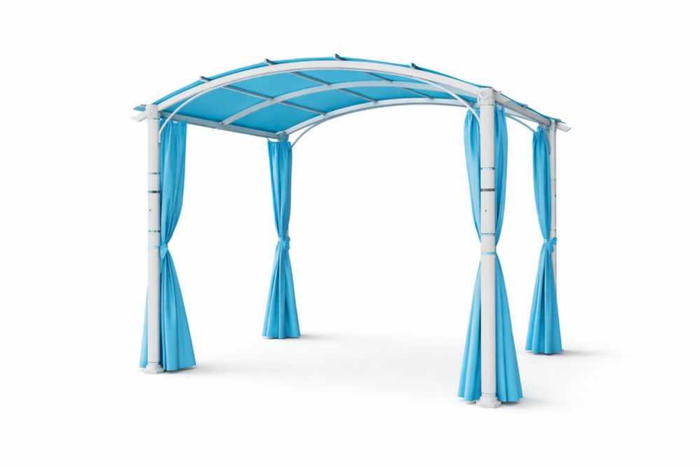 Tonnelle de Jardin Acier Bleu avec Tissu en Polyester 3x3x2.5m