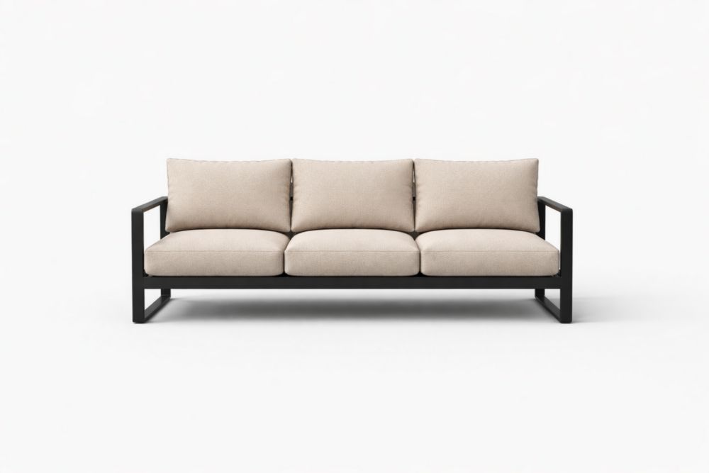 Canapé 3 Places Alliage D'aluminium Tissu Beige-Silavino