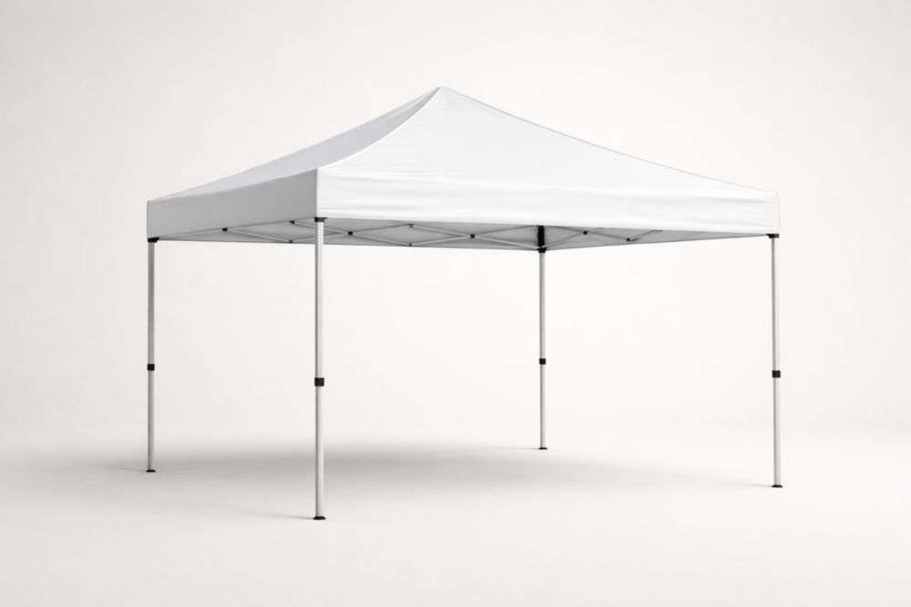 Tente pliante Longueur300 cm x Largeur300 cm en acier et polyester blanc-Silavino