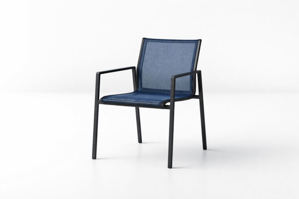 Chaise en Aluminium Textilène Bleu avec Accoudoirs-Silavino
