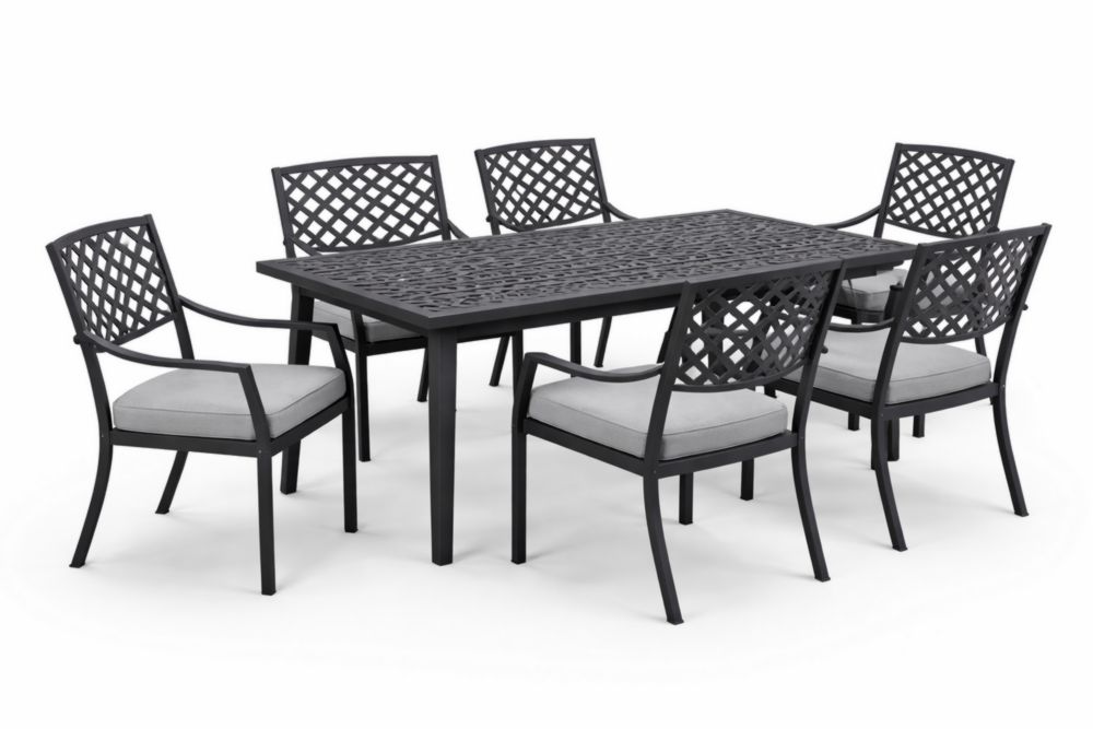 Ensemble de salle à manger extérieur en aluminium noir-Silavino