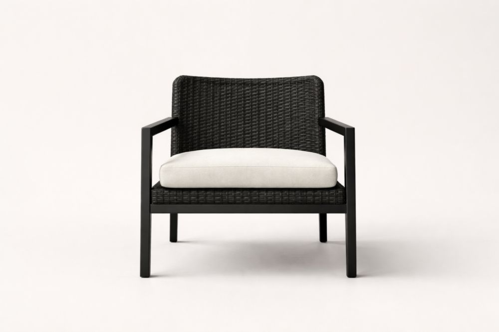 Fauteuil en aluminium et résine tressée Noir/Blanc-Silavino
