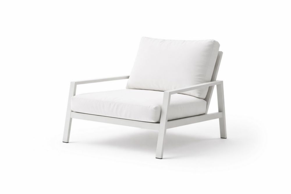 Fauteuil en aluminium avec coussin en polyester blanc-Silavino