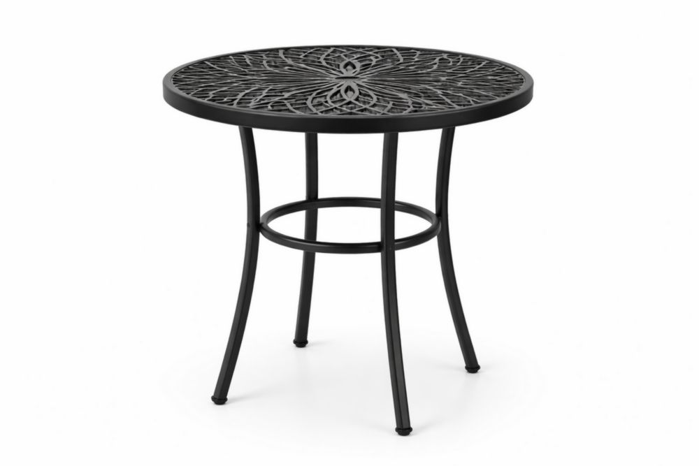 Table ronde en alliage d'aluminium noir 75 cm-Silavino