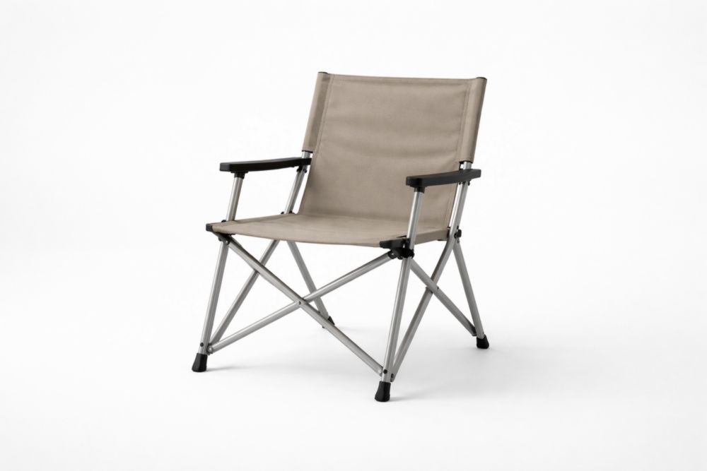 Chaise pliante de camping aluminium toile beige-Silavino