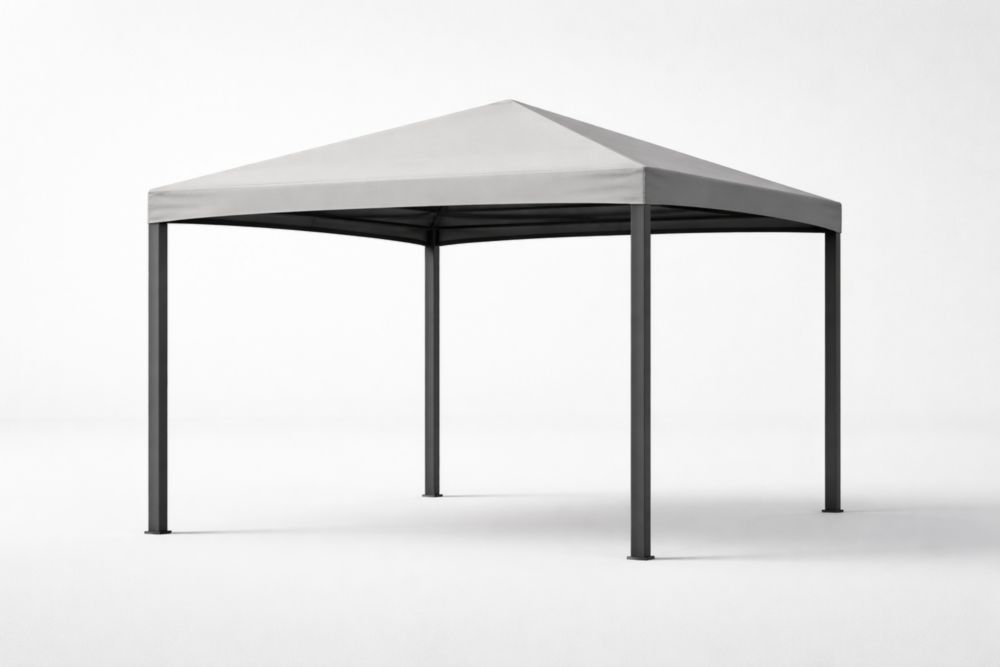 Tonnelle Extérieure Carrée Acier et Polyester Gris-Silavino