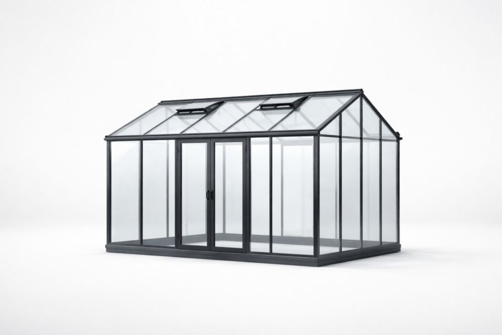 Serre en Aluminium avec Verre Trempé Noir-Silavino