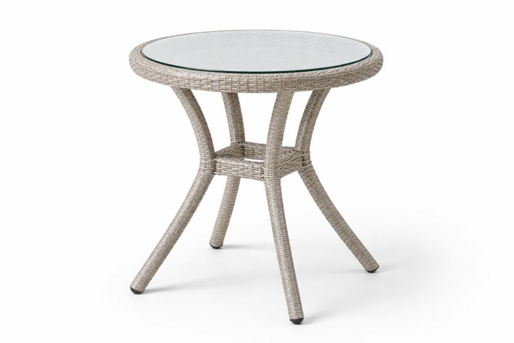 Table ronde de jardin en rotin et verre trempé Hauteur 70 cmxDiamètre 60 cm-Silavino