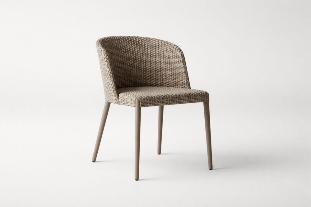 Chaise en rotin synthétique et aluminium Beige-Silavino