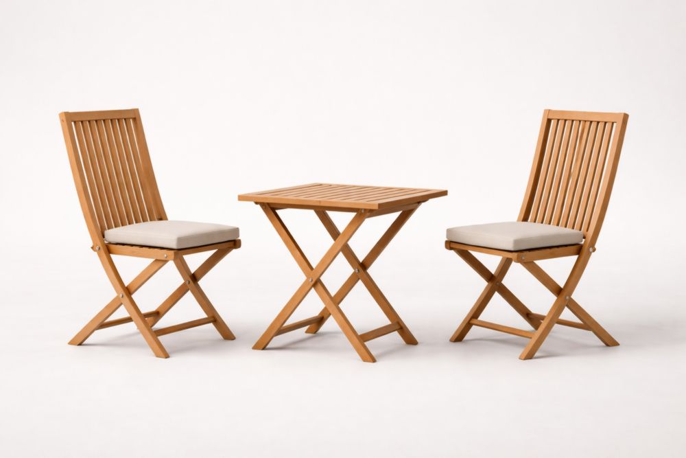 Ensemble de meubles de jardin en bois d'acacia avec coussins-Silavino