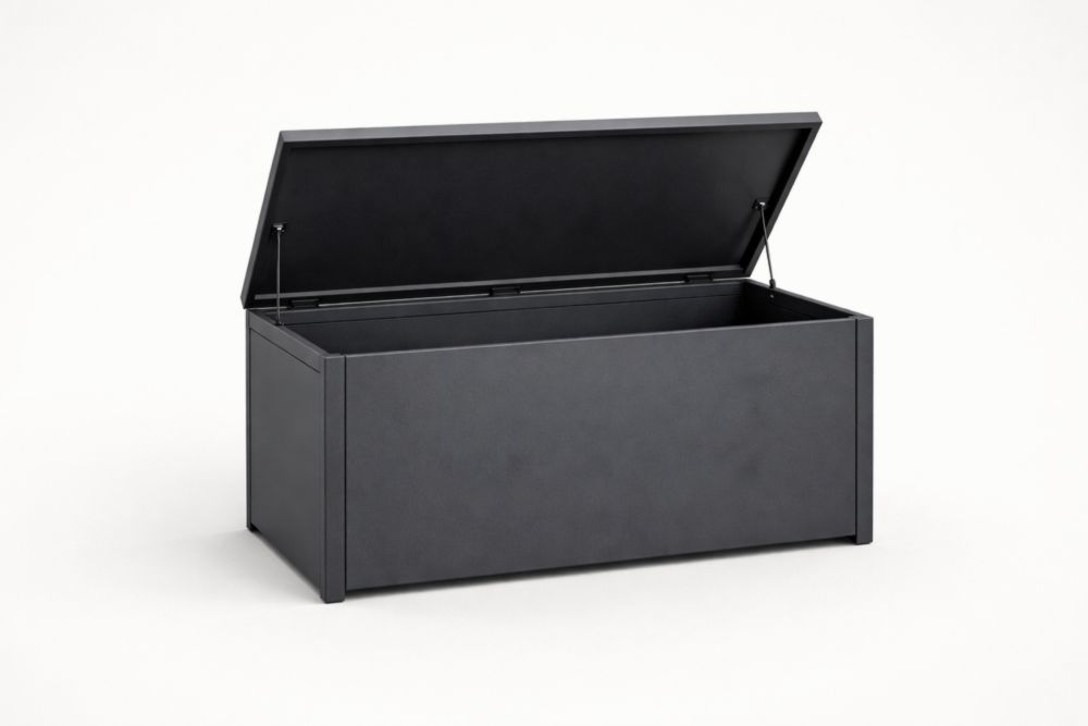 Coffre de Rangement en Acier Noir Longueur 120 cmxLargeur 60 cmxHauteur 55 cm-Silavino