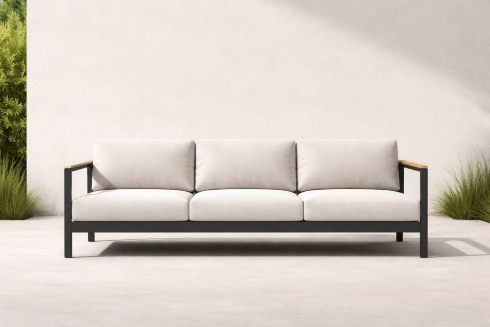 Canapé 3 places aluminium tissu polyester Blanc-Decorivio