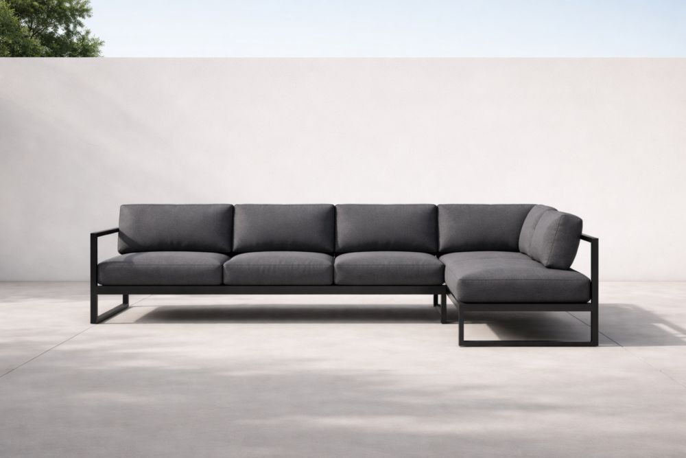 Canapé d'angle modulaire en aluminium et tissu gris-Decorivio