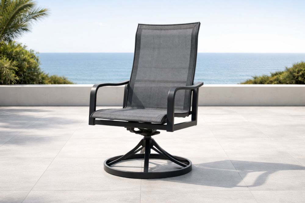 Chaise pivotante extérieure aluminium noir-Decorivio