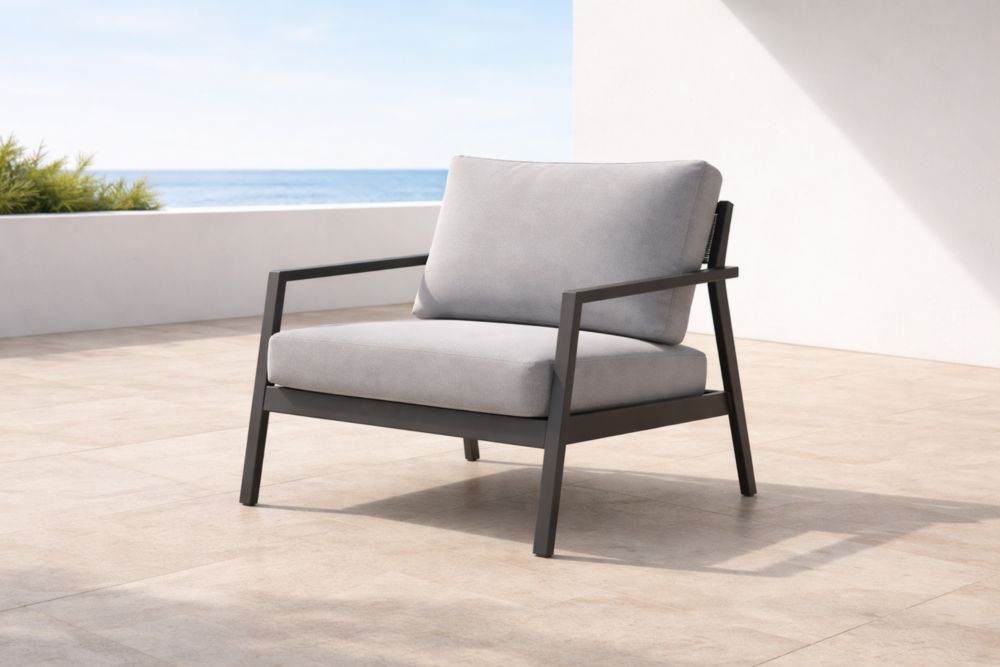 Fauteuil extérieur aluminium polyester gris-Decorivio