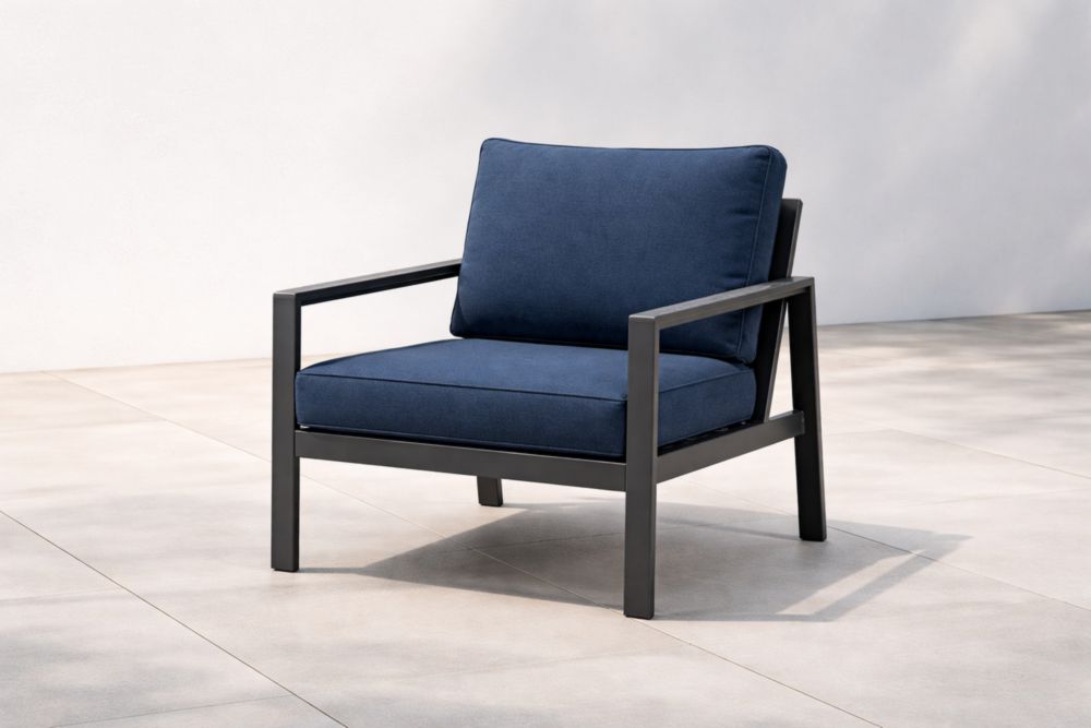 Fauteuil en aluminium et tissu bleu 70x70x80cm-Decorivio