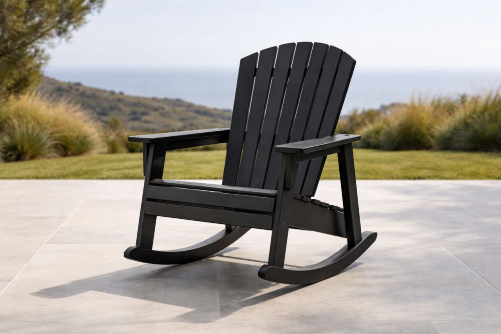 Chaise à Bascule Extérieur Bois Noir-Decorivio