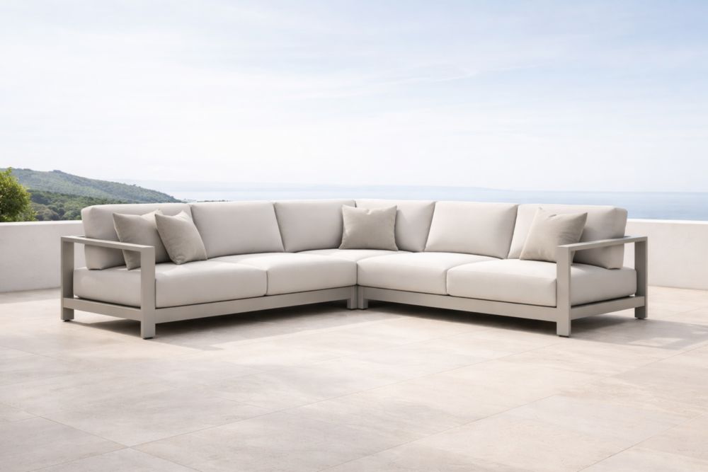 Canapé d'angle extérieur en aluminium gris clair-Decorivio