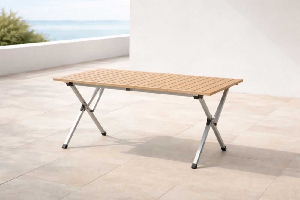 Table pliante aluminium et bois-Decorivio