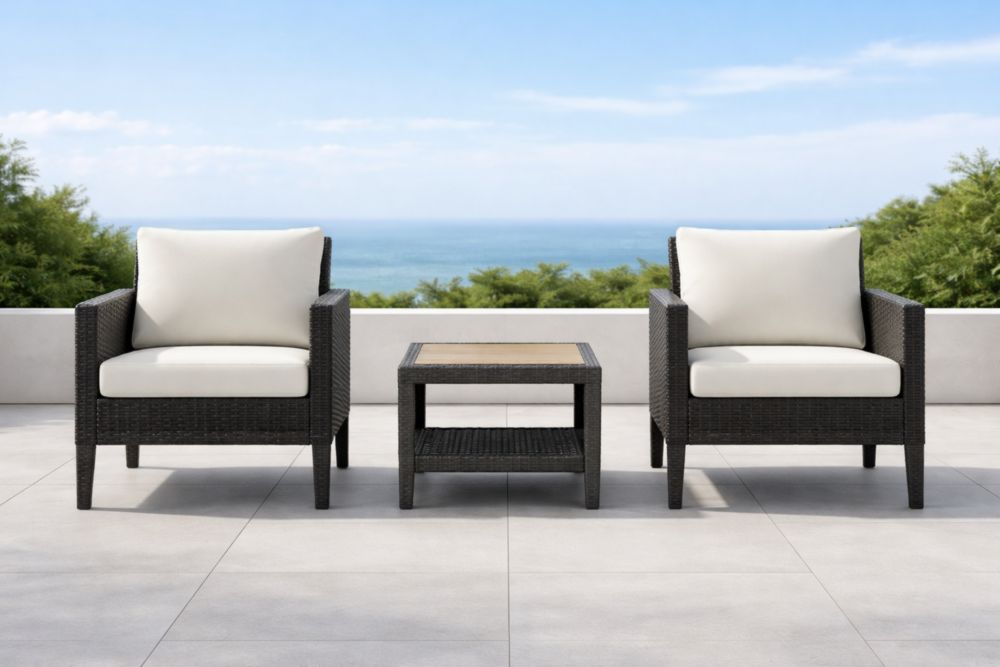 Ensemble de Meubles d'Extérieur en Résine Tressée avec Coussins Beige-Decorivio