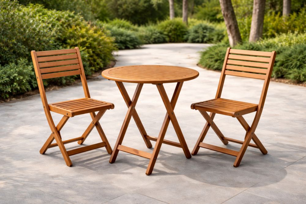 Ensemble de table et chaises pliantes en bois pour extérieur-Decorivio