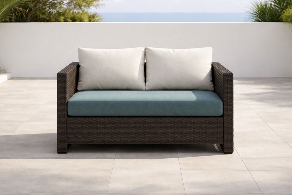 Canapé extérieur en résine tressée avec coussins amovibles-Decorivio